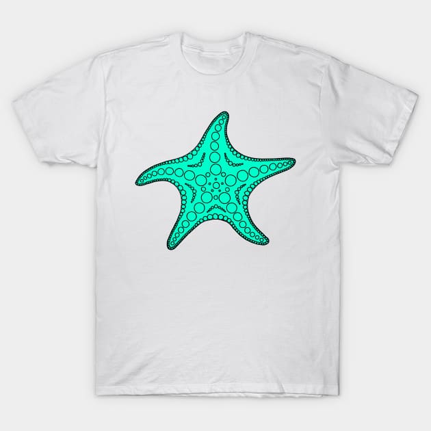 Starfish (black/cyan) T-Shirt by calenbundalas